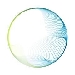 Leinwandbilder - Abstract vector round shape of wavy lines flowing smooth curve colorful gradient green blue line on transparent background in concept of technology, science, music, modern.