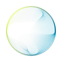 Fototapete - Abstract vector round shape of wavy lines flowing smooth curve colorful gradient green blue line on transparent background in concept of technology, science, music, modern.