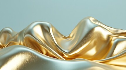 Wall Mural - abstract background of flowing golden fabric with delicate waves and dynamic movement on gradient