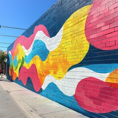Poster - Eye-catching colorful wall with an artistic flair showcasing a unique and vibrant visual experience