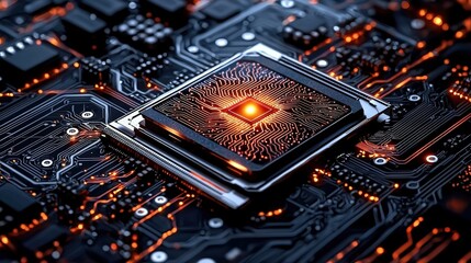 Poster - Circuit board with intriguing fingerprint pattern imprinted on its surface highlighting unique design