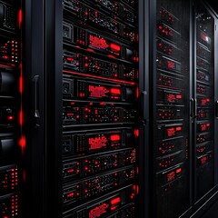 Poster - Comprehensive server room housing numerous servers for robust data management and network solutions