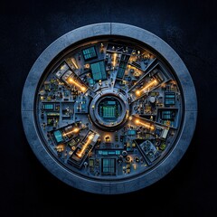Poster - Circular clock featuring diverse items and symbols representing time and life in artistic design