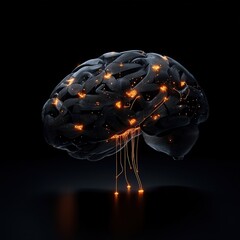 Poster - Glowing sparks emitting from a brain on a dark background signifying creativity and innovation