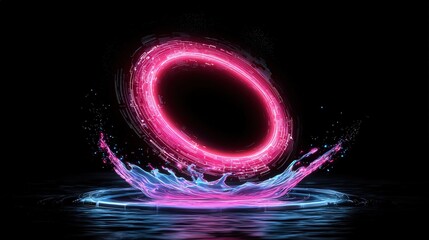 Poster - Neon sign glowing brightly beneath the water surface creating a unique and eye-catching effect