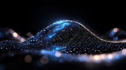 Poster - Powerful wave with bright light shining on it creating a stunning visual contrast and natural beauty