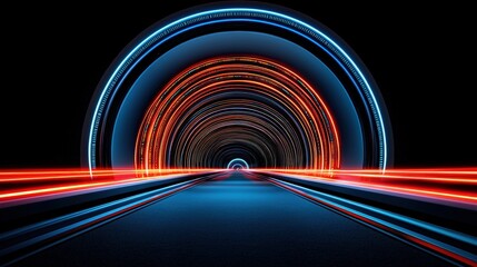 Poster - Futuristic tunnel adorned with neon lights creating a vibrant and captivating visual experience
