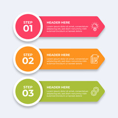 Wall Mural - threestep infographic with different icons.