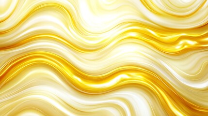 Wall Mural - liquid gold, abstract background wavy fluid texture in golden yellow and white color palette