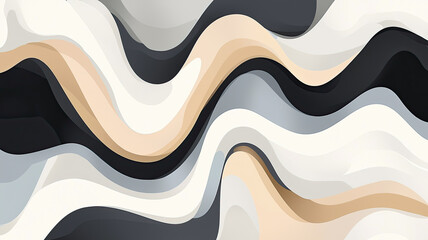 Poster - Abstract wavy pattern with neutral tones and smooth gradients