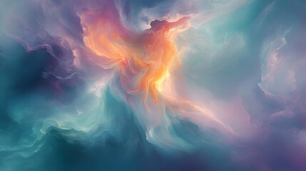 Wall Mural - abstract fluid art, soft colorful waves, liquid forms and blend in pastel hues, fantasy background