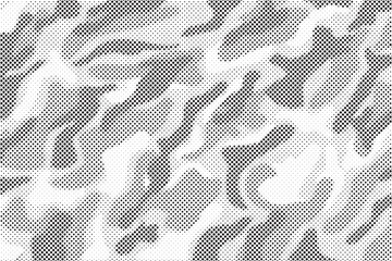 Leinwandbilder - Abstract halftone seamless camouflage pattern. Repeating digital dotted hexagonal camo military texture background. Abstract modern fabric textile ornament. Vector illustration.