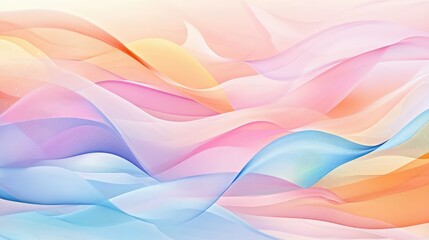 Poster - Abstract waves in pastel pink, blue, and lavender with smooth flowing texture, ideal for wallpaper and design