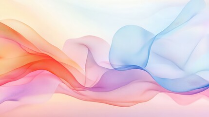 Poster - Abstract waves in pastel pink, blue, and lavender with smooth flowing texture, ideal for wallpaper and design