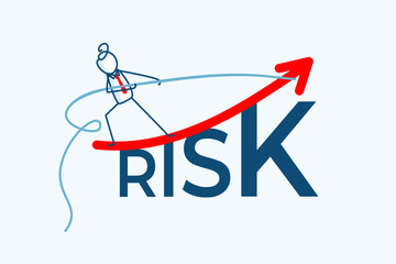 Poster - Character Representing Business Risk Management and Strategic Growth with Upward Trend Illustration