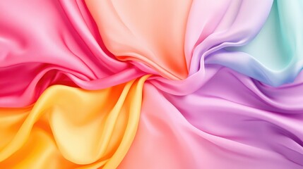 Poster - Draped colorful satin fabric background with elegant shadows and vibrant tones