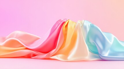 Poster - Draped satin texture in multicolor hues with soft reflections for creative layouts