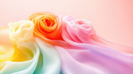 Poster - Dreamy pastel fabric folds in silky texture for aesthetic and editorial design