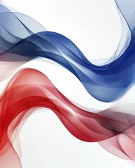 Poster - abstract flowing waves in red and blue on white background, dynamic design element, modern graphic a
