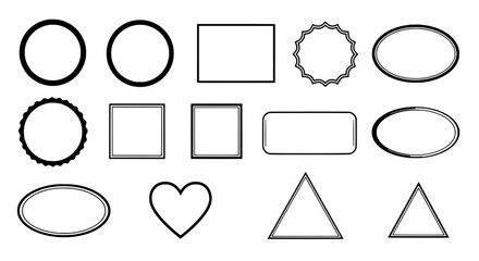 Fototapete - Geometric Shapes: A diverse collection of minimalist geometric shapes, each meticulously outlined with clean lines, offering a study in form and design for creative projects.