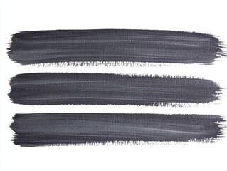 Poster - Three gray brushstrokes on white backdrop in studio shot for modern design elements and backgrounds