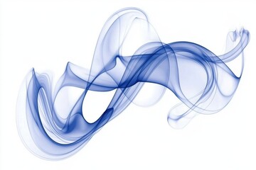 Poster - blue smoke swirls on white background artistic abstract design element ethereal flowing movement stu