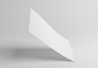 Poster - White sheet of paper floating in a bright, minimalist studio with soft shadows, creating an abstract and clean composition