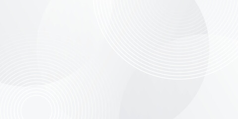 Aufkleber - White geometric abstract background overlap layer on bright space with lines effect decoration. Modern graphic design element circles style concept for banner.