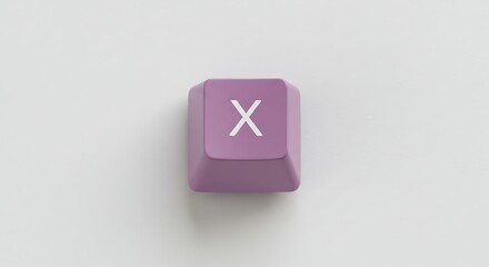 Poster - Purple Keyboard Key with X Letter on White Background