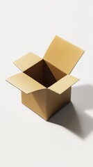 Poster - Open cardboard box on white background studio shot from above for shipping moving storage packaging