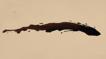 Poster - Brown Paint Splatter on Beige Background Abstract Art Graphic Design Illustration Top Down View Studio Shot