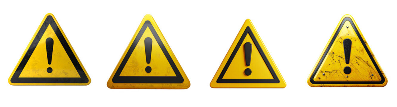 Yellow Triangle Warning Sign Isolated on Transparent Background Safety and Hazard Concept