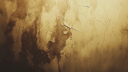Poster - Sepia Wall Texture Close Up Showing Cracks and Damage with Grunge Style for Backgrounds and Design Elements