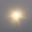 © MAKSYM - Soft yellow light splash with sparks and haze on transparent background. Vector for visual effects, magic, shine, explosions or sun glare in design and animation.
