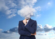 © New Africa - Businessman with cloud instead of head against sky. Mental health
