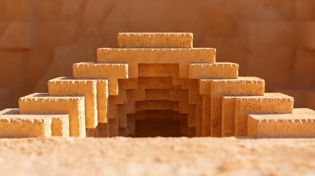 Sandstone Block Sculpture with Archway