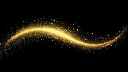 Poster - Golden glitter wave flowing across black background abstract design element digital art