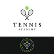 © Mujiyono - Creative tennis ball logo template design with racket. Logo for sports, clubs and emblems.