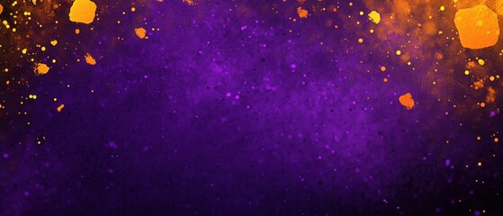 Poster - Abstract Purple and Orange Grunge Texture Background with Splatters and Dots Overhead Shot