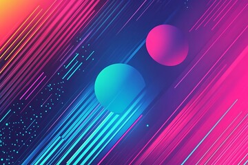 Fototapete - Vibrant Abstract Background Neon Lines, Spheres, and Cosmic Dust—Perfect for Modern Designs and Digital Art Projects