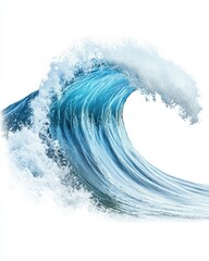Poster - Isolated ocean wave cresting and breaking against a white background studio shot of a powerful sea wave
