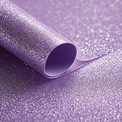 Poster - Glittering lilac paper roll close up studio shot shimmering with light for crafts and design projects and backgrounds