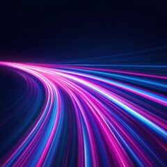 Poster - Abstract light trails in motion, futuristic neon glow, high-speed blur effect, dynamic perspective, dark background