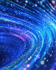 Poster - Abstract blue light trails flow and sparkle in a dynamic swirl pattern for a modern futuristic background