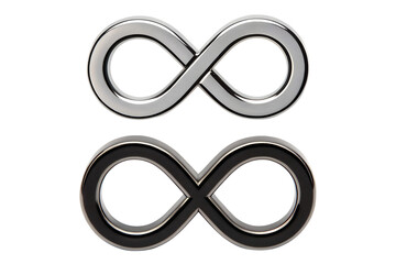 Fototapete - Two Infinity Symbols, One Silver and One Black, on a transparent background