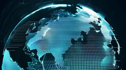 Poster - Digital Globe Earth, Futuristic Technology, Global Network Connection, Abstract Design, 4K.