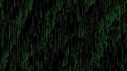 Poster - Green matrix abstract dots raining binary code without symbols and characters. Black background. Abstract halftone loop animation