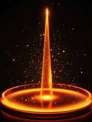 Poster - Abstract golden light beam rising from a ring, digital art, studio shot, futuristic concept, bright glowing particles, on a black background