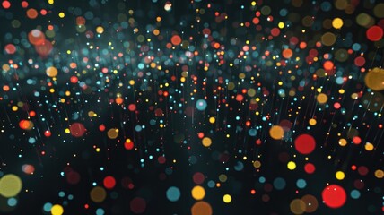 Poster - Abstract visualization of glowing dots and lines on a dark background. Digital artwork of glowing vibrant colorful dots and lines connecting together. Abstract image of Digital art for design. AIG53.