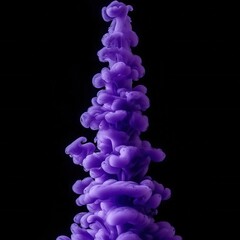 Poster - purple ink cloud rising upward against black background abstract photography style studio shot